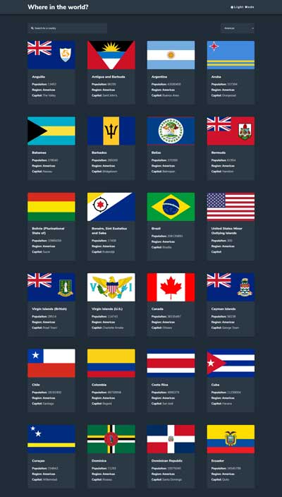 Frontend Mentor - REST Countries API with color theme switcher