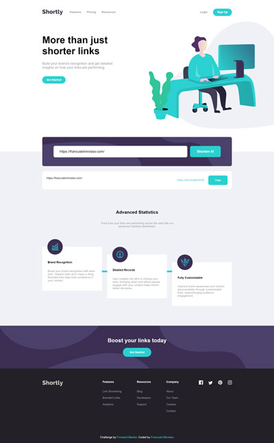 Frontend Mentor - Shortly URL shortening API Challenge